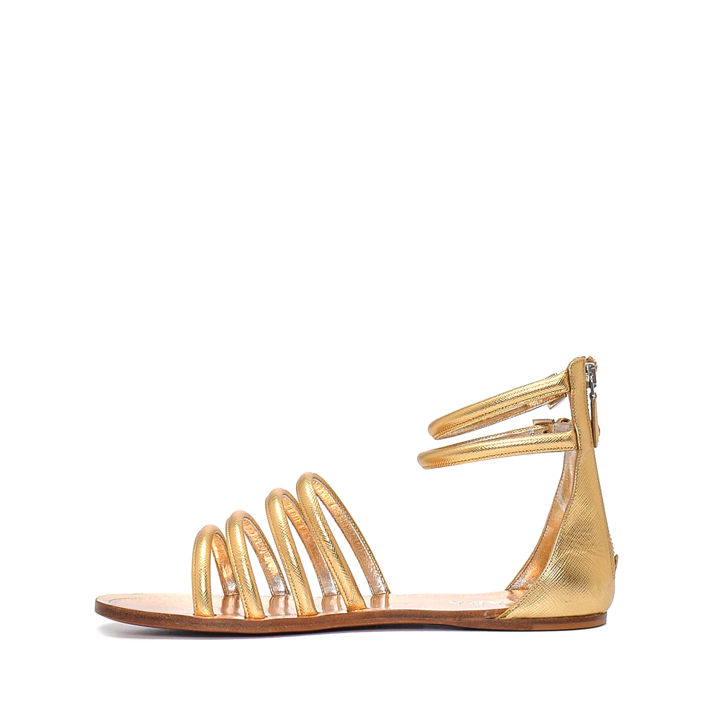 Prada - Gold Leather Gladiator Sandals